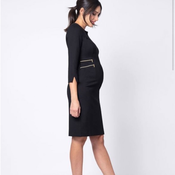 Seraphine Black Zip Detail Maternity Dress - Picture 2 of 9